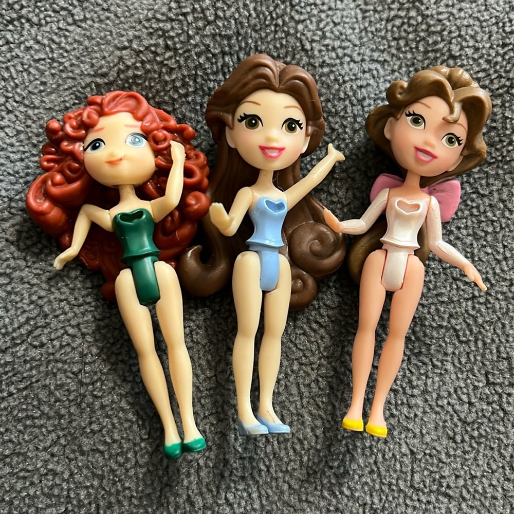 Lot Of 3 Disney Small Polly Pocket Disney Princess dolls